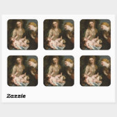 Sticker Carré Virgin & Child with Saint Catherine d'Alexandrie (Feuille)