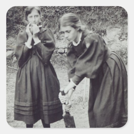 Sticker Carré Virginia et Vanessa Stephen, à St. Ives, 1894 (Devant)