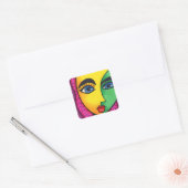 Sticker Carré Visage Abstraite colorée (Enveloppe)