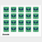 Sticker Carré Visage Alien de dessin convivial (Feuille)