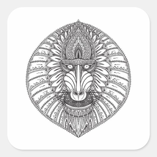 Sticker Carré Visage de babouin inspiré (Devant)