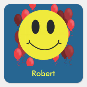 Sticker Carré Visage de broyage avec Ballons rouges Personnalisé