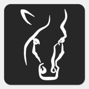 Sticker Carré Visage de cheval blanc