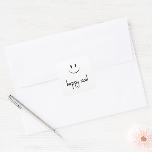 Sticker Carré Visage de Courrier Heureux Sourire (Enveloppe)