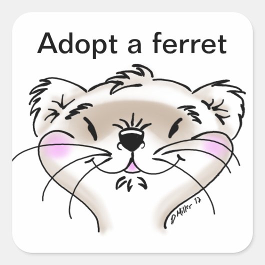 Sticker Carré Visage de Ferret comique (Devant)