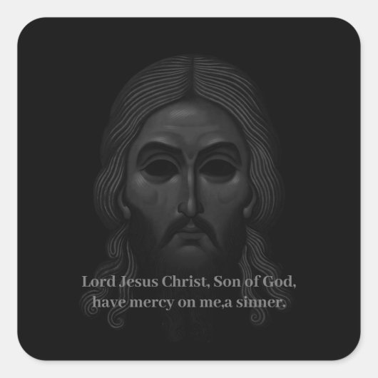 Sticker Carré Visage de Jésus Christ Orthodoxe Black Icon (Devant)