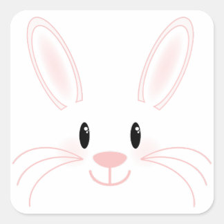 Sticker Carré Visage de lapin