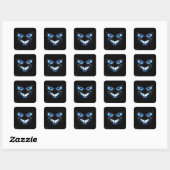 Sticker Carré Visage Déplaisant bleu souriant avec dents effraya (Feuille)