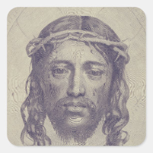 Sticker Carré Visage du Christ sur le Voile de Sainte Véronique 