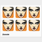 Sticker Carré Visage féminin (Feuille)