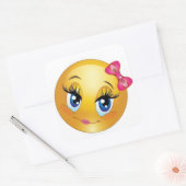 Sticker Carré Visage mignon avec l'arc (Enveloppe)