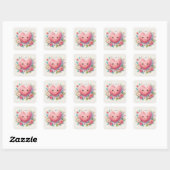 Sticker Carré Visage rose Fil Valentine Coeur (Feuille)