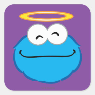 Sticker Carré Visage souriant avec cookie et auréole