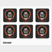 Sticker Carré Visage ZOMBIE - Cheveux des yeux orange (Feuille)