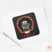 Sticker Carré Visage ZOMBIE - Cheveux des yeux orange (Enveloppe)