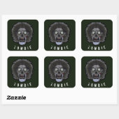 Sticker Carré Visage ZOMBIE - Visage couleur (Feuille)