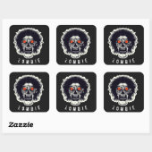 Sticker Carré Visage ZOMBIE - Yeux orange (Feuille)