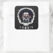 Sticker Carré Visage ZOMBIE - Yeux orange (Sac)