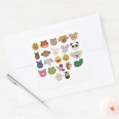 Sticker Carré Visages d'animaux mignons émoji (Enveloppe)