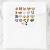 Sticker Carré Visages d'animaux mignons émoji (Sac)
