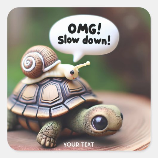 Sticker Carré Vitesse de l'escargot de tortue mûre Imaginaire (Devant)