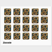 Sticker Carré Vitrail serpent doré (Feuille)