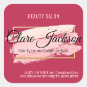 Sticker Carré Viva magenta rose or (Devant)