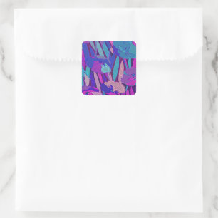 Sticker Carré Vivid Bleu foncé violet Fleurs de minuit Art