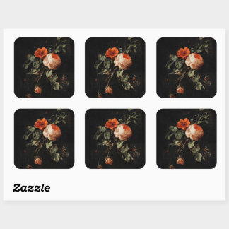 Sticker Carré Vivid Florals Dahlia Flowers 