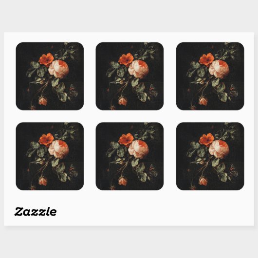 Sticker Carré Vivid Florals Dahlia Flowers  (Feuille)