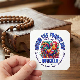 Sticker Carré Vivre Le Quatrième Jour Cursillo DeColores Coq