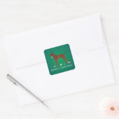 Sticker Carré Vizsla Chien Joyeux Noël Design (Enveloppe)