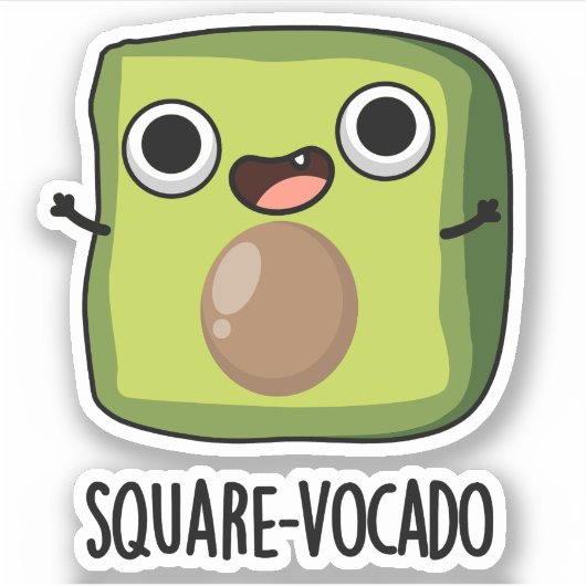 Sticker Carré-vocado Funny Puns Avocado (Devant)