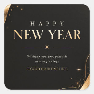 Sticker Carré Vœu de Bonne Année, Une Nouvelle Année Un Nouveau
