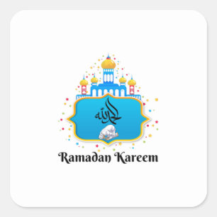 Sticker Carré Vœux de Ramadan en calligraphie arabe élégante