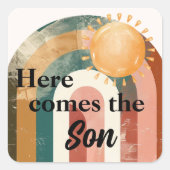 Sticker Carré Voici le Fils Masculine Arc-en-ciel (Devant)