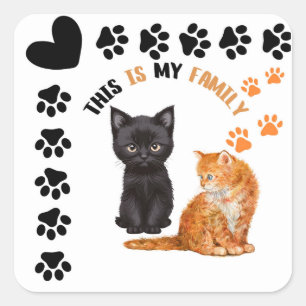Sticker Carré Voici Mes Chats De Famille