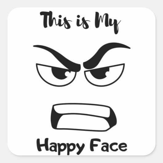 Sticker Carré Voici My Happy Face Funny Stiker (Devant)