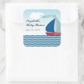 Sticker Carré Voilier sur l'eau c'est un garçon, baby shower (Sac)