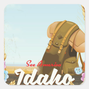 Sticker Carré Voir l'Amérique - Affiche de voyage de randonnée d