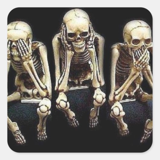 STICKER CARRÉ VOIR PARLER ENTENDRE AUCUN MAL (Devant)