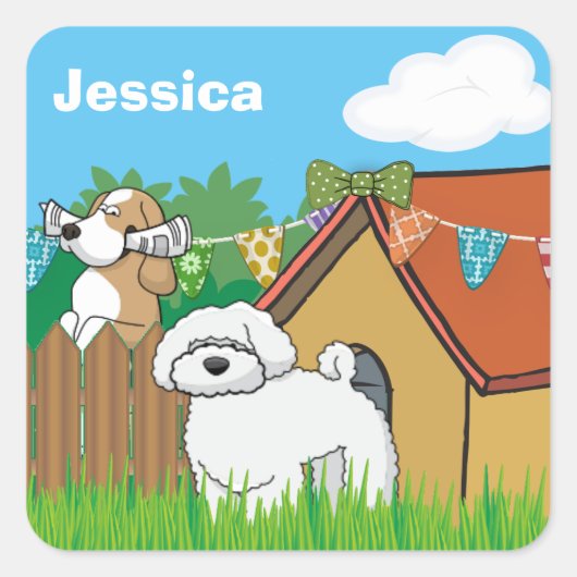 Sticker Carré Voisins de chiens (Devant)