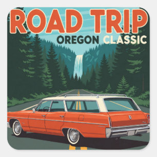 Sticker Carré Voiture Américaine Classique de l'Oregon