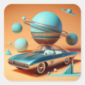 Sticker Carré Voiture Cruiser Vue Ciel Futuriste Atomique  (Devant)