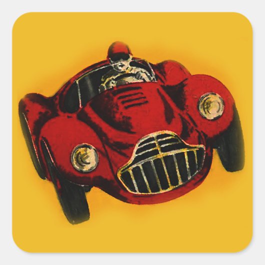 Sticker Carré Voiture de course automobile jaune rouge (Devant)