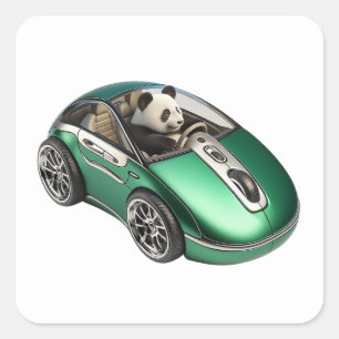 Sticker Carré Voiture de souris PC hybride avec pilote Panda