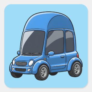 Sticker Carré Voiture dessin animé avec lignes de toit arquées