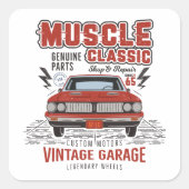 Sticker Carré Voiture Muscle Classique (Devant)