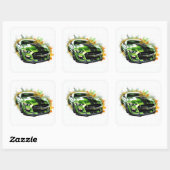 Sticker Carré Voiture Musclée (Feuille)