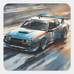 Sticker Carré Voiture Sporty Blue Racing